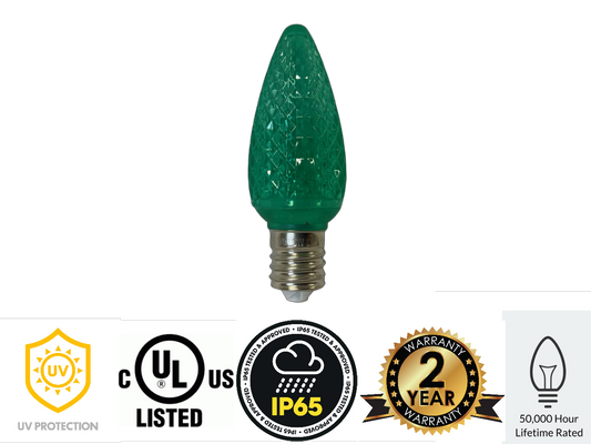 C9 GREEN Commercial Grade Super Bright LED's - 25 Pack